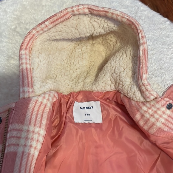 Pink plaid wool old navy baby coat, size 3-6 months. - Picture 3 of 3